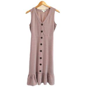 *3 FOR $30 SALE* Monteau Button Linen Blend Midi Dress - Dusty Rose/Mauve- S